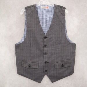 Sovereign Codes Gray Checker 5 Button Point Pocket Waistcoat Formal Suit Vest XL